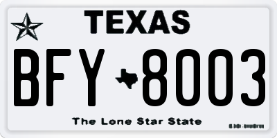 TX license plate BFY8003