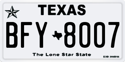 TX license plate BFY8007