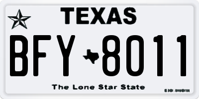 TX license plate BFY8011