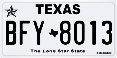 TX license plate BFY8013