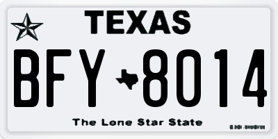 TX license plate BFY8014