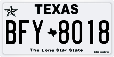 TX license plate BFY8018