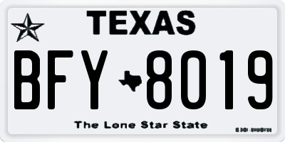 TX license plate BFY8019