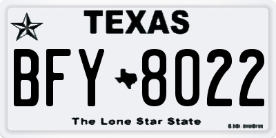 TX license plate BFY8022