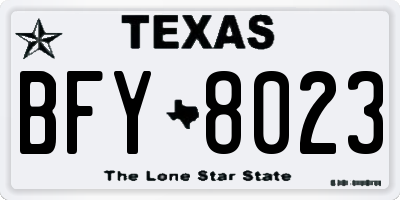 TX license plate BFY8023