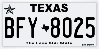 TX license plate BFY8025