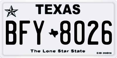 TX license plate BFY8026