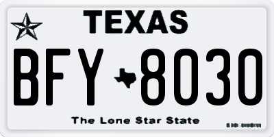 TX license plate BFY8030