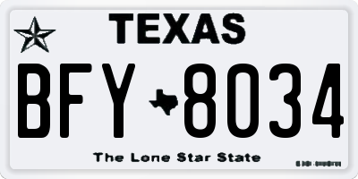 TX license plate BFY8034