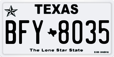 TX license plate BFY8035