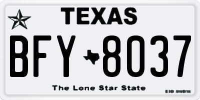 TX license plate BFY8037