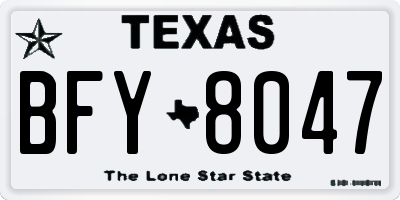 TX license plate BFY8047