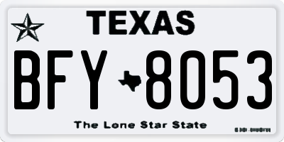 TX license plate BFY8053
