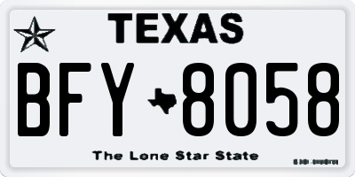 TX license plate BFY8058