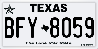 TX license plate BFY8059