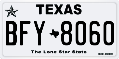 TX license plate BFY8060