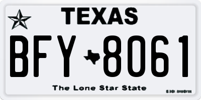 TX license plate BFY8061
