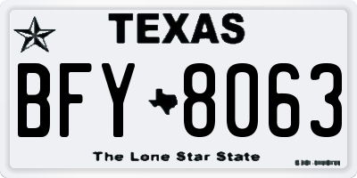 TX license plate BFY8063