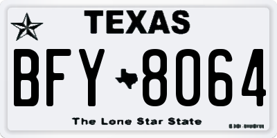 TX license plate BFY8064