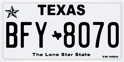 TX license plate BFY8070