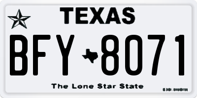 TX license plate BFY8071