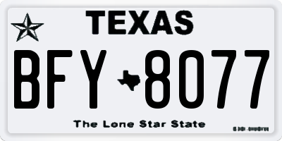 TX license plate BFY8077