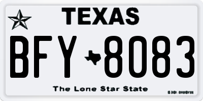 TX license plate BFY8083
