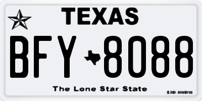 TX license plate BFY8088