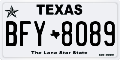 TX license plate BFY8089
