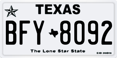 TX license plate BFY8092