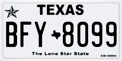 TX license plate BFY8099