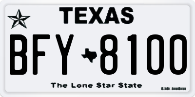TX license plate BFY8100