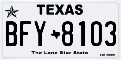 TX license plate BFY8103