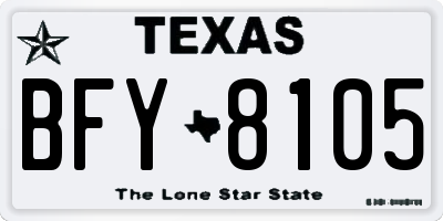 TX license plate BFY8105