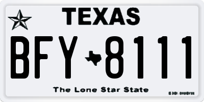 TX license plate BFY8111