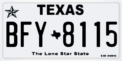 TX license plate BFY8115