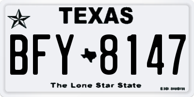 TX license plate BFY8147