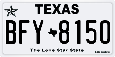 TX license plate BFY8150