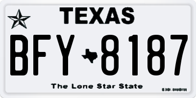 TX license plate BFY8187