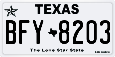 TX license plate BFY8203