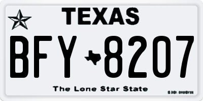 TX license plate BFY8207