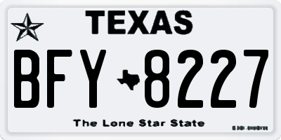 TX license plate BFY8227