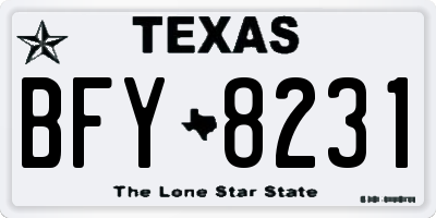 TX license plate BFY8231