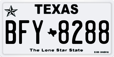 TX license plate BFY8288