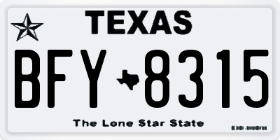 TX license plate BFY8315