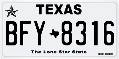 TX license plate BFY8316