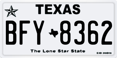 TX license plate BFY8362