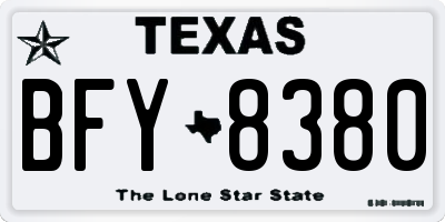 TX license plate BFY8380