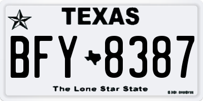 TX license plate BFY8387