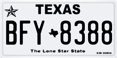 TX license plate BFY8388